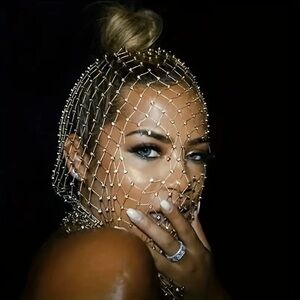 Rhinestone Hollow Out Head Piece Beanies Elastic Full Coverage Fashion Accents